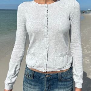 Brandy Melville zoe cardigan Light Gray Button-Up Cardigan